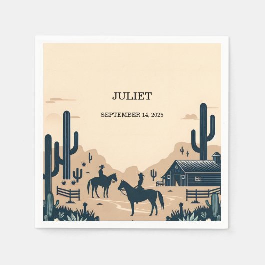 Rodeo Retro Paard Rustic Westerse Bruidsdouche Servet (Voorkant)