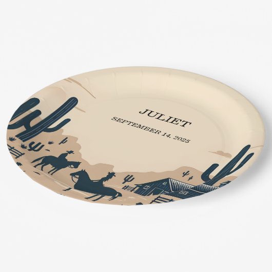 Rodeo Retro Paard Rustiek Western Vrijgezellenfees Papieren Bordje (Gekanteld)