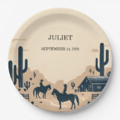 Rodeo Retro Paard Rustiek Western Vrijgezellenfees Papieren Bordje (Voorkant)