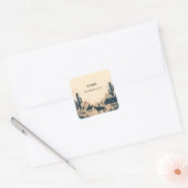 Rodeo Retro Paard Rustieke Westerse Bruidsdouche Vierkante Sticker (Envelop)