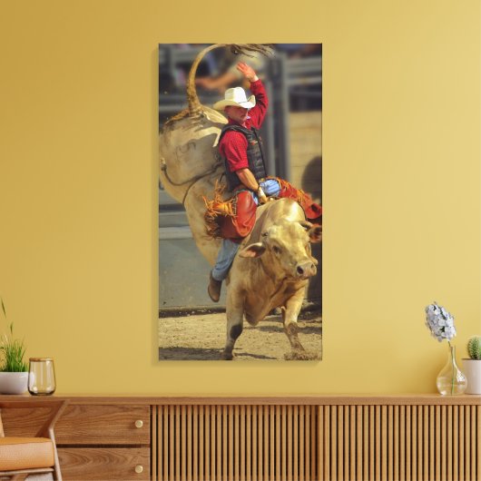 Rodeo - Rijden op stieren - PBR - Red Ryder Canvas Afdruk (Insitu (Woonkamer))
