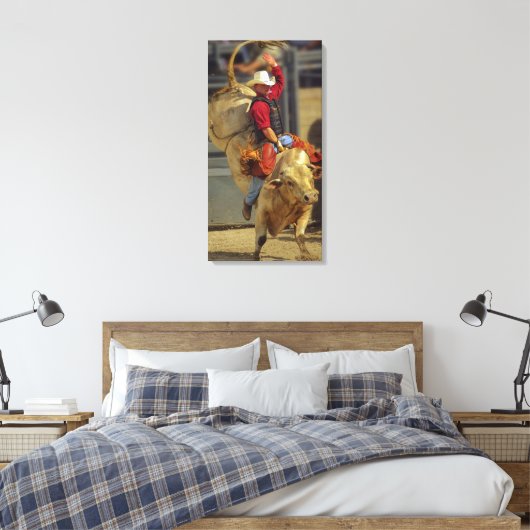 Rodeo - Rijden op stieren - PBR - Red Ryder Canvas Afdruk (Insitu (Slaapkamer))