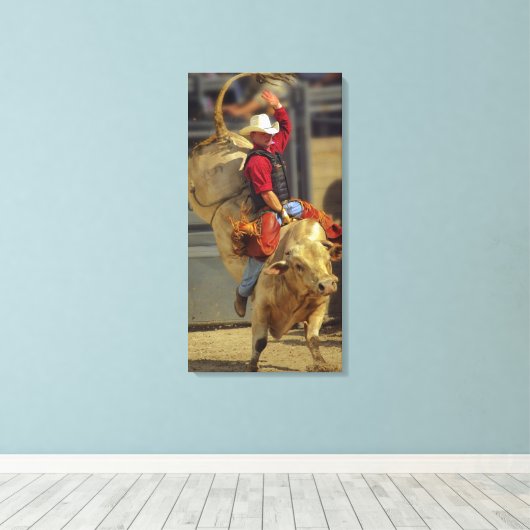 Rodeo - Rijden op stieren - PBR - Red Ryder Canvas Afdruk (Insitu (Houten vloer))