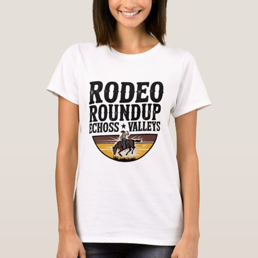 Rodeo Roundup weergalmt door valleien T-shirt (Voorkant)