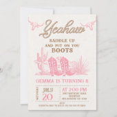 Rodeo Roze Bruin Western Laarzen Cowgirl Verjaarda Kaart (Voorkant)