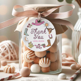 Rodeo Roze Westerne Cowboy Verjaardag Bedankt Bedankjes Labels