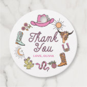 Rodeo Roze Westerne Cowboy Verjaardag Bedankt Bedankjes Labels (Voorkant)