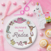 Rodeo Roze Westerne Cowboy Verjaardag Papieren Bordje (Feest)