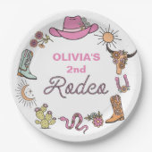 Rodeo Roze Westerne Cowboy Verjaardag Papieren Bordje (Voorkant)