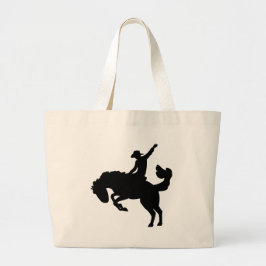 Rodeo ruiter te paard grote tote bag