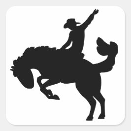 Rodeo ruiter te paard vierkante sticker