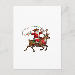 Rodeo Santa Rijdt Paard Kerst Western  Aankondigingskaart