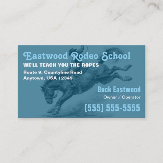 Rodeo School | Springend Paard Cowboy Training Visitekaartje (Voorkant)