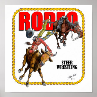 Rodeo Steer Wrestler Poster