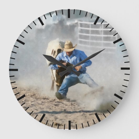 Rodeo Stier Worstelen Competitie Western Grote Klok (Voorkant)