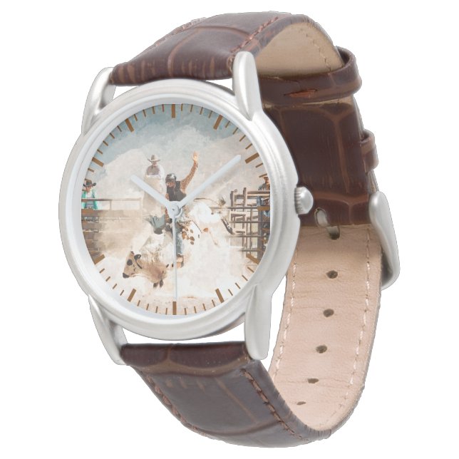 Rodeo Stierrijden Rustieke Westerse Heren  Horloge (Gekanteld)