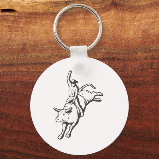 Rodeo Stierrijder Lijnkunst Westers Embleem Sleutelhanger (Voorkant)