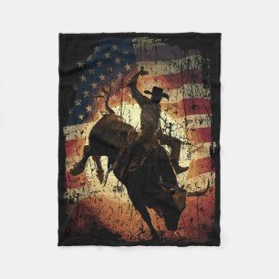 Rodeo-stierrijder Patriotische Cowboy VS-vlag  Fleece Deken