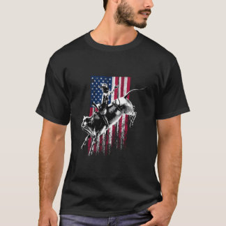 Rodeo Stierrijder Patriottische Amerikaanse Vlag V T-shirt