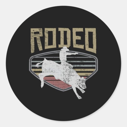 Rodeo Stijl Bull Riding Ronde Sticker (Voorkant)