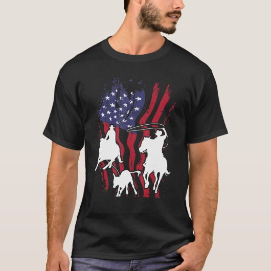 Rodeo Team Roping Horse Riding Equestrian Header T-shirt (Voorkant)