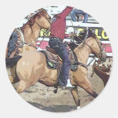 Rodeo Team Roping Ronde Sticker (Voorkant)