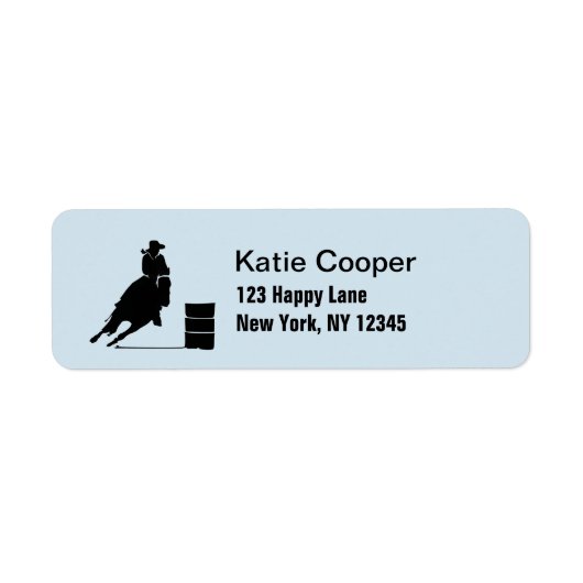 Rodeo Theme Cowgirl Barrel Racing Silhouette Etiket (Voorkant)