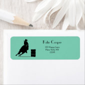 Rodeo Theme Cowgirl Barrel Racing Silhouette Etiket (Insitu)