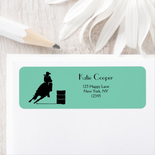 Rodeo Theme Cowgirl Barrel Racing Silhouette Etiket (Insitu)