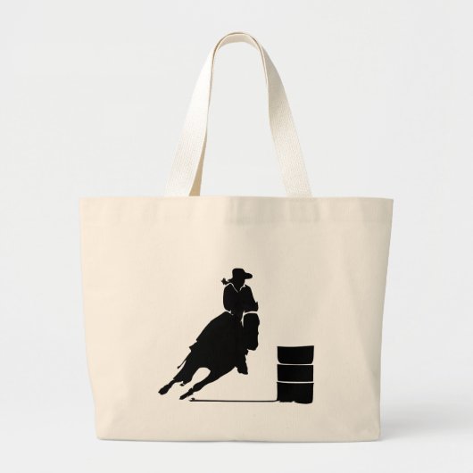 Rodeo Theme Cowgirl Barrel Racing Silhouette Grote Tote Bag (Voorkant)