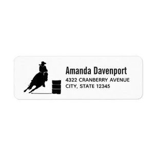 Rodeo Theme Cowgirl Barrel Racing Silhouette Label
