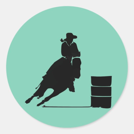 Rodeo Theme Cowgirl Barrel Racing Silhouette Ronde Sticker (Voorkant)