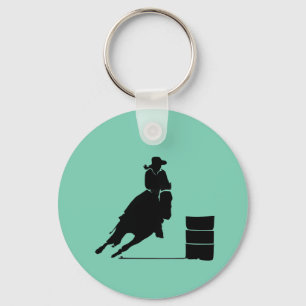 Rodeo Theme Cowgirl Barrel Racing Silhouette Sleutelhanger