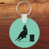 Rodeo Theme Cowgirl Barrel Racing Silhouette Sleutelhanger (Voorkant)