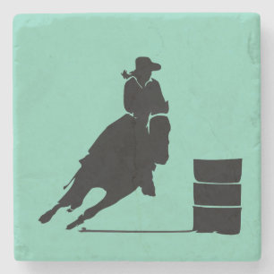 Rodeo Theme Cowgirl Barrel Racing Silhouette Stenen Onderzetter
