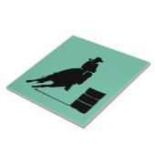 Rodeo Theme Cowgirl Barrel Racing Silhouette Tegeltje (Zijkant)