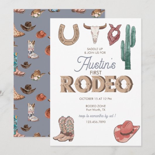 Rodeo ThMED | 1e verjaardag van uitnodigingen (Voorkant / Achterkant)