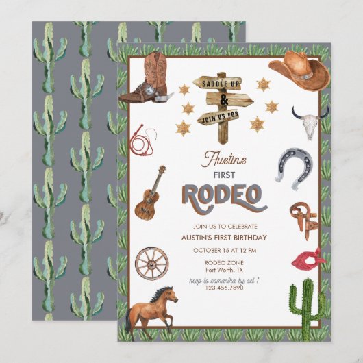 Rodeo ThMED | 1e verjaardag van uitnodigingen (Voorkant / Achterkant)