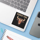 Rodeo Tijd Western Bull Riding Rodeo Cowboy Sticker (Laptop met iPhone)
