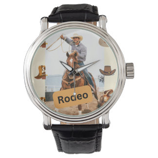 Rodeo time bucking paard met cowboy horloge