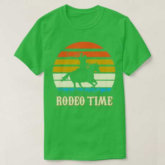 Rodeo Time Cowboy Horse Ranch lasso Retro Sunset R T-shirt (Design voorkant)