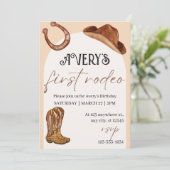 Rodeo uitnodiging voor verjaardagsfeestje (Staand voorkant)