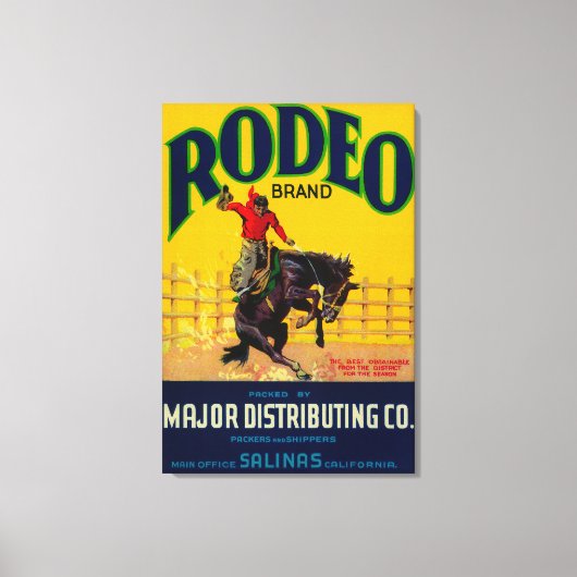 Rodeo Vegetable LabelSalinas, CA Canvas Afdruk (Voorkant)
