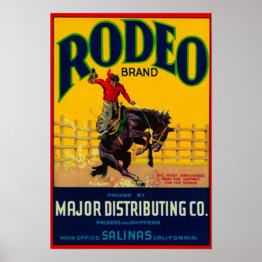 Rodeo Vegetable LabelSalinas, CA Poster (Voorkant)