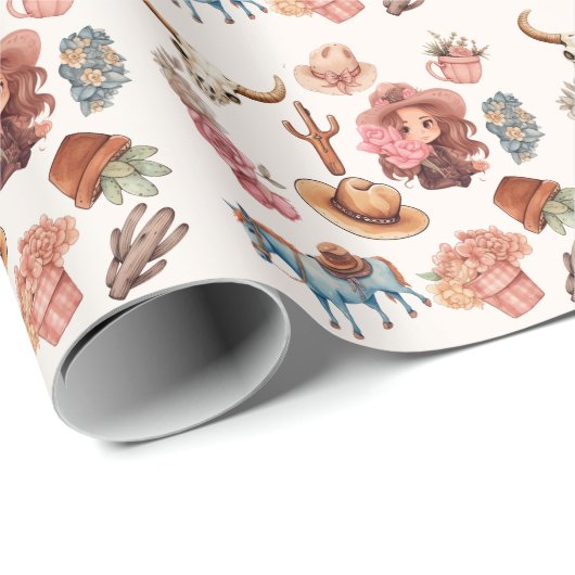 Rodeo Verjaardagsthema Feest Wildwest Western Cadeaupapier (Rol Hoek)