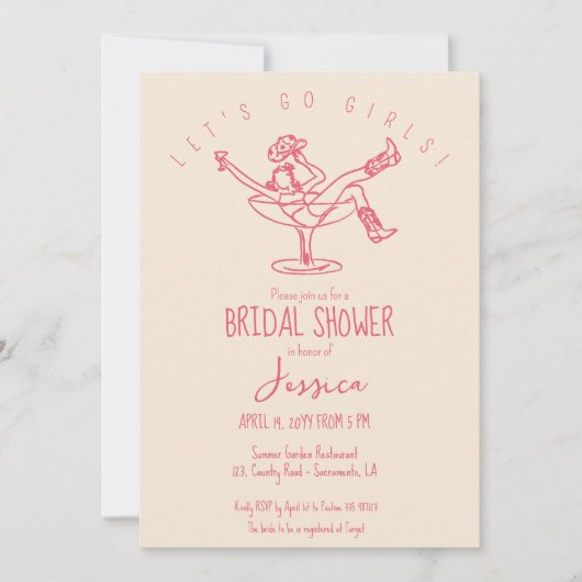 RODEO Vrijgezellenfeest Funky hand getekend Kaart (Voorkant)