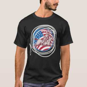 Rodeo Vrijheid: Patriottische Kalf Roping Cowboy T-shirt