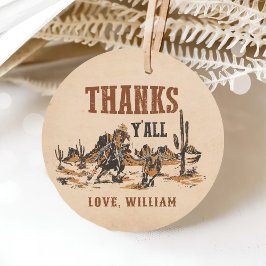 Rodeo Western Cowboy 1e verjaardagsfeestje Bedankjes Labels