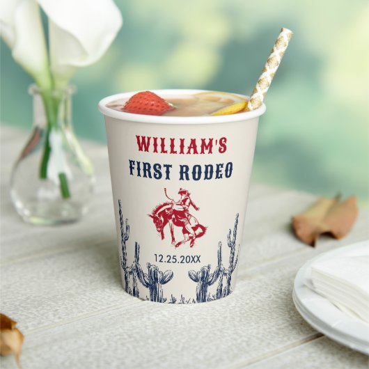 Rodeo Western Cowboy 1e verjaardagsfeestje Papieren Bekers (Insitu)