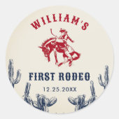 Rodeo Western Cowboy 1e verjaardagsfeestje Ronde Sticker (Voorkant)